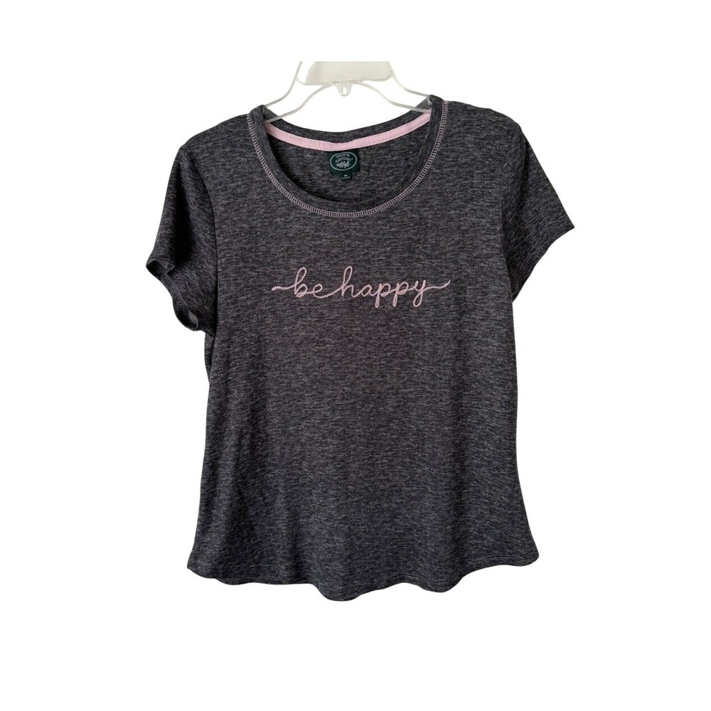 3/$20💥 Laura Ashley Short Sleeve Sleep Shirt Be‎ Happy Embroidered Butter Soft